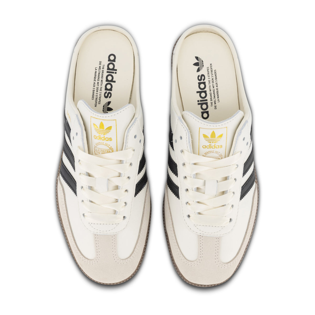 adidas Samba OG Mule Satin Lace Edition – Cloud White / Core Black – top view