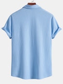 Muscle Fit Ribbed Button Up Shirt & Straight Leg Ribbed Pants