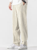 Relax Fit Color Block Patchwork Polo Sweatshirt & Straight Leg Corduroy Pants