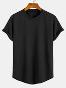 Short Sleeve Stripe Jacquard Arc Hem T-Shirt & Shorts