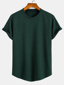 Short Sleeve Stripe Jacquard Arc Hem T-Shirt & Shorts