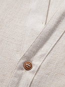 V Neck Linen Rayon Blend Shirt & Straight Leg Linen Pants